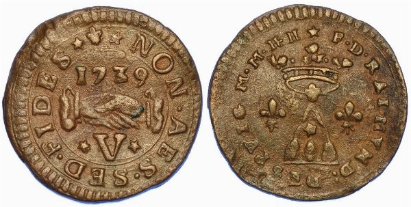 MALTA. RAMON DE DESPUIG, 1736-1741. Cinquina 1739.  - Asta Numismatica - Associazione Nazionale - Case d'Asta italiane