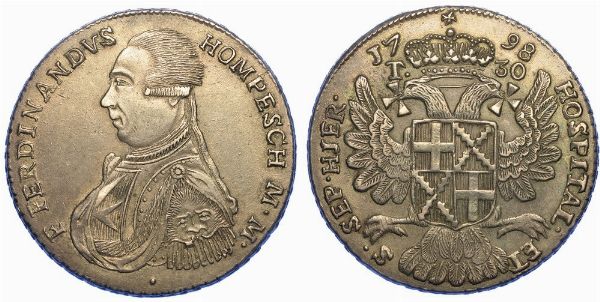 MALTA. FERDINAND VON HOMPESCH, 1797-1798. 30 tar 1798.  - Asta Numismatica - Associazione Nazionale - Case d'Asta italiane