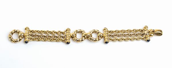 Bracciale in oro e cabochon di zaffiri  - Asta Gioielli, orologi, argenti e penne - Associazione Nazionale - Case d'Asta italiane