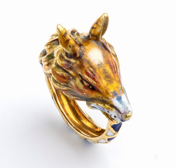 Anello volpe in oro e smalti  - Asta Gioielli, orologi, argenti e penne - Associazione Nazionale - Case d'Asta italiane