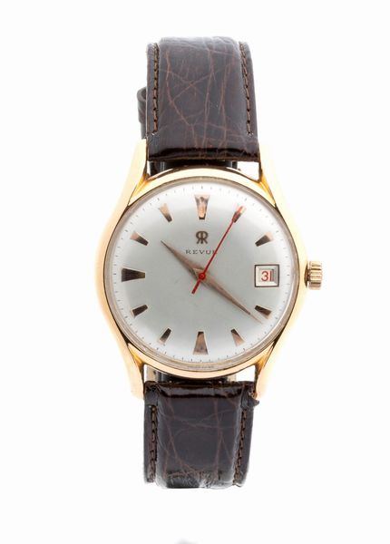 REVUE: orologio da polso in oro 18K, anni '60  - Asta Gioielli, orologi, argenti e penne - Associazione Nazionale - Case d'Asta italiane