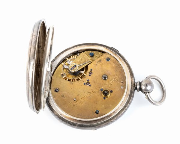 Orologio da tasca inglese in argento, cronografo 1/5 centre seconds  Chester 1878  - Asta Gioielli, orologi, argenti e penne - Associazione Nazionale - Case d'Asta italiane