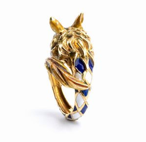 Anello volpe in oro e smalti  - Asta Gioielli, orologi, argenti e penne - Associazione Nazionale - Case d'Asta italiane