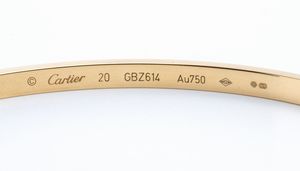 CARTIER, collezione Love: bracciale rigido in oro e diamanti  - Asta Gioielli, orologi, argenti e penne - Associazione Nazionale - Case d'Asta italiane