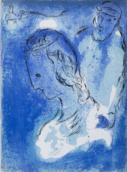 MARC CHAGALL Vitebsk (Russia) 1887 - 1985 Saint-Paul de Vence (Costa Azzurra) : Abramo e Sara 1956  - Asta Grafica - Associazione Nazionale - Case d'Asta italiane