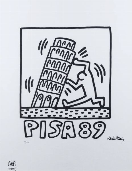 KEITH HARING Reading (USA) 1958 1990 New York (USA) : Pisa 89  - Asta Grafica - Associazione Nazionale - Case d'Asta italiane