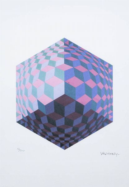 VICTOR VASARELY Pcs (Ungheria) 1908 - 1997 Parigi : Senza titolo  - Asta Grafica - Associazione Nazionale - Case d'Asta italiane