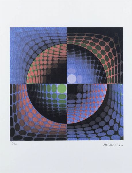 VICTOR VASARELY Pcs (Ungheria) 1908 - 1997 Parigi : Senza titolo  - Asta Grafica - Associazione Nazionale - Case d'Asta italiane