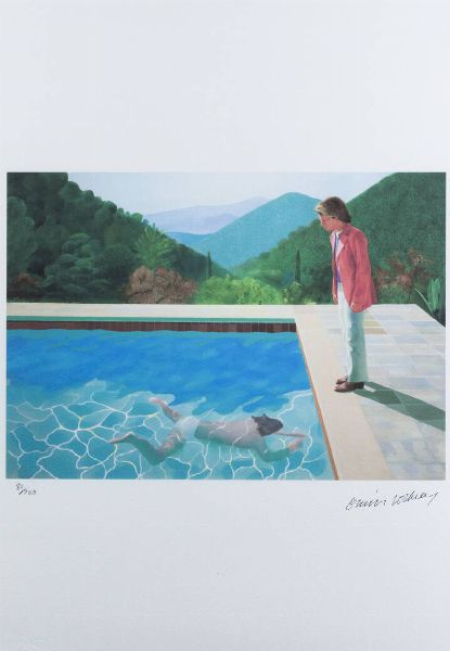 DAVID HOCKNEY Bradford (Regno Unito) 1937 : Pool with two figures  - Asta Grafica - Associazione Nazionale - Case d'Asta italiane