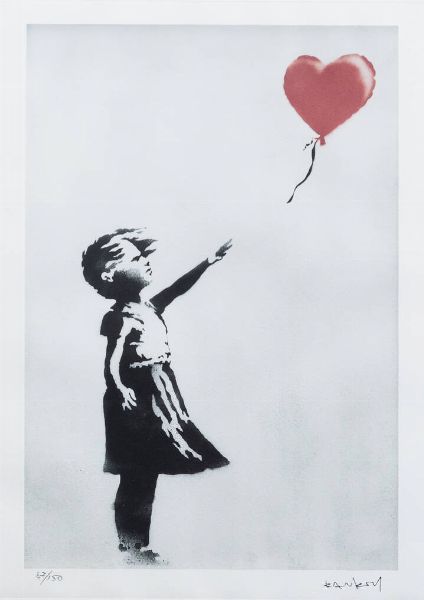 BANKSY (D'aprs) : Girl with balloon  - Asta Grafica - Associazione Nazionale - Case d'Asta italiane