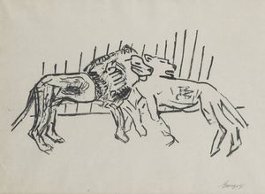 PAUL GANGOLF Germania 1879-1939 - Two lions 1926