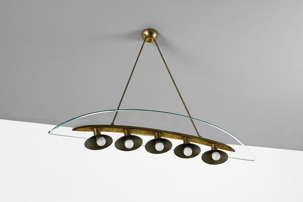 CHIESA PIETRO (1892 - 1948) : Lampada a sospensione a cinque luci per Fontana Arte  - Asta Asta 427 | DESIGN E ARTI DECORATIVE DEL NOVECENTO Tradizionale - Associazione Nazionale - Case d'Asta italiane