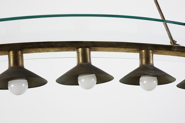 CHIESA PIETRO (1892 - 1948) : Lampada a sospensione a cinque luci per Fontana Arte  - Asta Asta 427 | DESIGN E ARTI DECORATIVE DEL NOVECENTO Tradizionale - Associazione Nazionale - Case d'Asta italiane