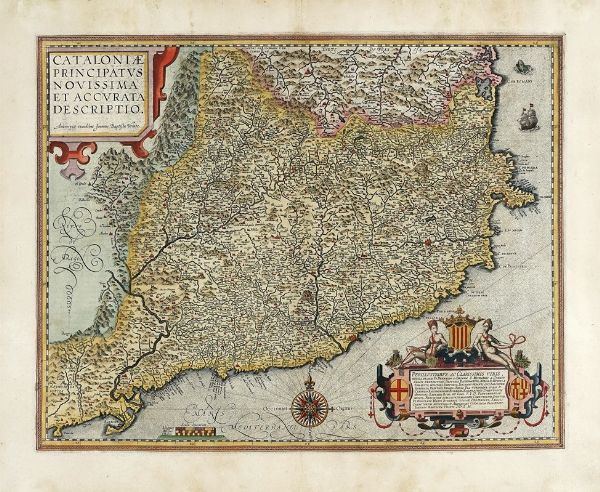 Abraham Ortelius : Cataloniae Principatus Novissima et Accurata Descriptio.  - Asta Arte Antica, Moderna e Contemporanea [Parte I] - Associazione Nazionale - Case d'Asta italiane