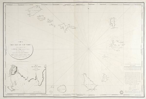 Carte des Iles du Cap Verd, leve en 1819, 1820 et 1821, par MM. Vidal e Mudge, lieutenans de vaisseau de la Marine britanique, sous les ordres de M. le Capitaine Bartholomew..., d'aprs la carte grave  Londres en 1822.  - Asta Arte Antica, Moderna e Contemporanea [Parte I] - Associazione Nazionale - Case d'Asta italiane