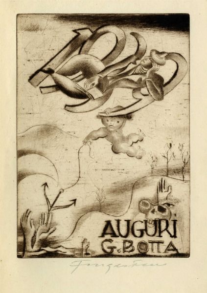 MICHEL FINGESTEN : Auguri. G. Botta.  - Asta Arte Antica, Moderna e Contemporanea [Parte II] - Associazione Nazionale - Case d'Asta italiane