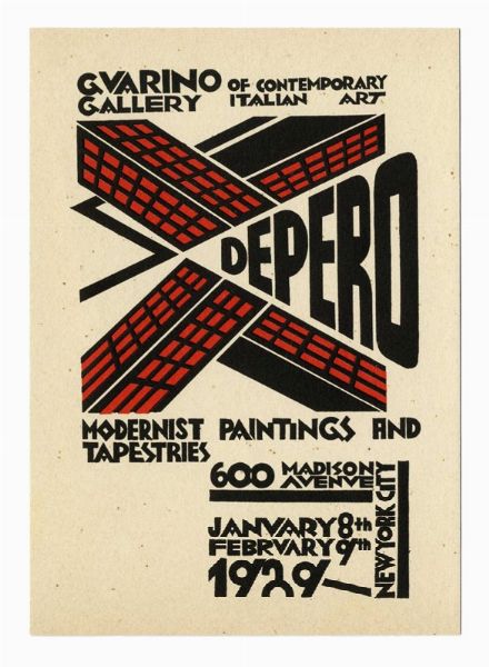 FORTUNATO DEPERO : Invito alla mostra di Depero alla Guarino Gallery di New York.  - Asta Arte Antica, Moderna e Contemporanea [Parte II] - Associazione Nazionale - Case d'Asta italiane