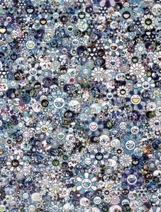 TAKASHI MURAKAMI - Skulls and Flowers Blue.