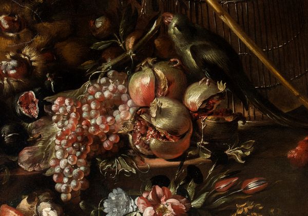 Artista lombardo, prima metà XVIII secolo : Natura morta di frutta e cacciagione  - Asta Dipinti, disegni e sculture dal XIV al XIX secolo - Associazione Nazionale - Case d'Asta italiane