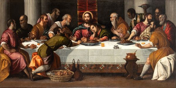 Tiziano Vecellio, Cerchia di : Ultima cena  - Asta Dipinti, disegni e sculture dal XIV al XIX secolo - Associazione Nazionale - Case d'Asta italiane