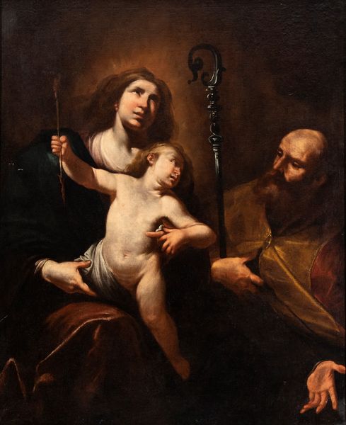 Gioacchino Assereto, e aiuti : Madonna col Bambino e Sant'Agostino  - Asta Dipinti, disegni e sculture dal XIV al XIX secolo - Associazione Nazionale - Case d'Asta italiane