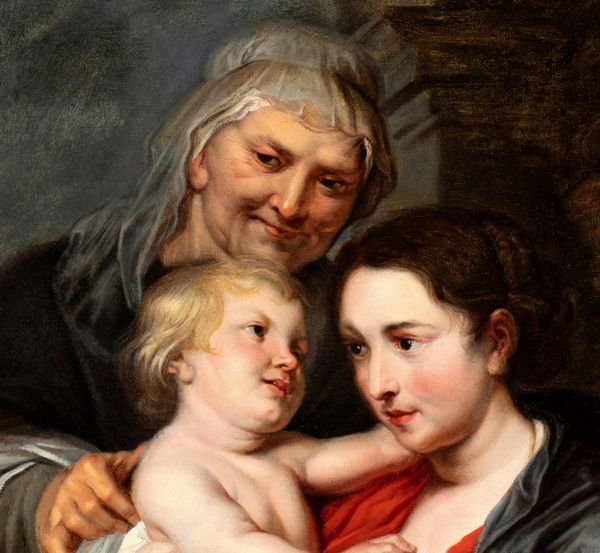 Peter Paul Rubens, e aiuti : Sacra Famiglia con Sant'Anna  - Asta Dipinti, disegni e sculture dal XIV al XIX secolo - Associazione Nazionale - Case d'Asta italiane