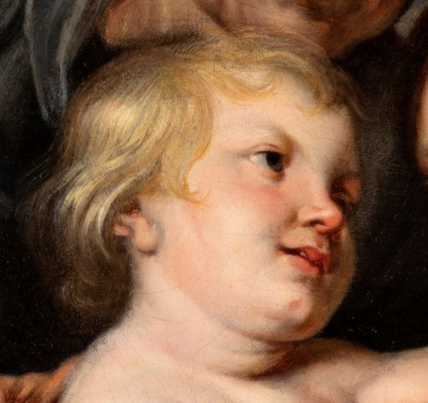 Peter Paul Rubens, e aiuti : Sacra Famiglia con Sant'Anna  - Asta Dipinti, disegni e sculture dal XIV al XIX secolo - Associazione Nazionale - Case d'Asta italiane