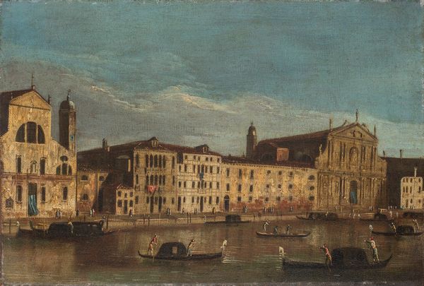 Artista veneziano, XVIII secolo : Veduta del Canal Grande con le chiese di Santa Lucia e degli Scalzi  - Asta Dipinti, disegni e sculture dal XIV al XIX secolo - Associazione Nazionale - Case d'Asta italiane