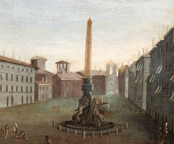 Artista attivo a Roma, XVIII secolo : Veduta di piazza Navona  - Asta Dipinti, disegni e sculture dal XIV al XIX secolo - Associazione Nazionale - Case d'Asta italiane