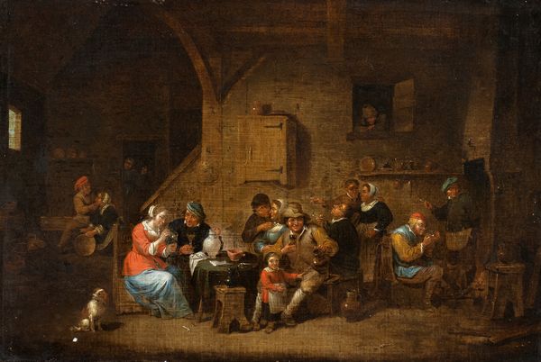 David Teniers Il Giovane, Cerchia di : Interno di osteria  - Asta Dipinti, disegni e sculture dal XIV al XIX secolo - Associazione Nazionale - Case d'Asta italiane