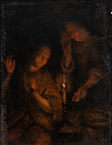 Godfried Schalcken, Attribuito a : Interno a lume di candela con due figure femminili  - Asta Dipinti, disegni e sculture dal XIV al XIX secolo - Associazione Nazionale - Case d'Asta italiane