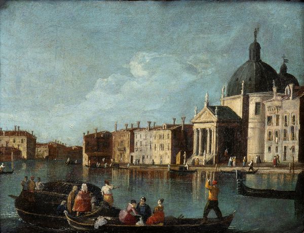 Artista veneziano, XVIII secolo : Veduta del Canal Grande con la chiesa di San Simeone Piccolo  - Asta Dipinti, disegni e sculture dal XIV al XIX secolo - Associazione Nazionale - Case d'Asta italiane