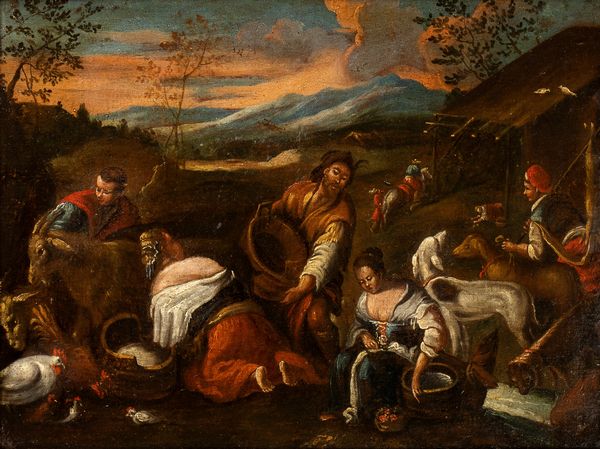 Jacopo Dal Ponte Bassano, Seguace di : Scena pastorale (Allegoria della Primavera)  - Asta Dipinti, disegni e sculture dal XIV al XIX secolo - Associazione Nazionale - Case d'Asta italiane