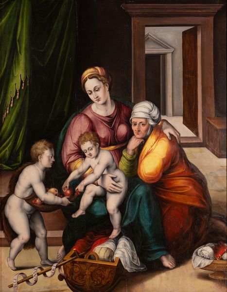 Giulio  Pippi  Giulio Romano, Cerchia di : Madonna con Bambino, Sant'Anna e San Giovaninno, Madonna della gatta  - Asta Dipinti, disegni e sculture dal XIV al XIX secolo - Associazione Nazionale - Case d'Asta italiane