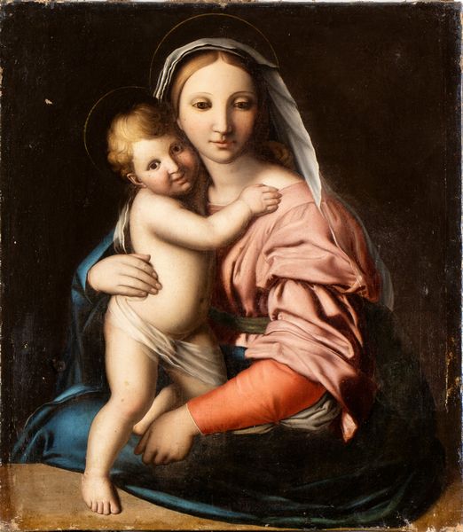 Giovanni Battista Salvi Sassoferrato, Seguace di : Madonna con Bambino  - Asta Dipinti, disegni e sculture dal XIV al XIX secolo - Associazione Nazionale - Case d'Asta italiane