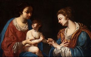 Artista attivo a Napoli, metà XVII secolo - Matrimonio mistico di Santa Caterina