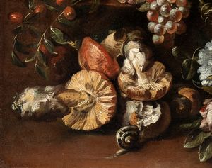 Artista lombardo, prima metà XVIII secolo : Natura morta di frutta e cacciagione  - Asta Dipinti, disegni e sculture dal XIV al XIX secolo - Associazione Nazionale - Case d'Asta italiane