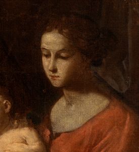 Simone Cantarini Il Pesarese : Sacra Famiglia con Santa Elisabetta e San Giovannino  - Asta Dipinti, disegni e sculture dal XIV al XIX secolo - Associazione Nazionale - Case d'Asta italiane