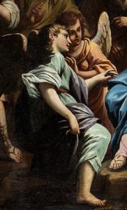 Artista attivo a Roma, inizio XVIII secolo : a) Natività; b) Adorazione dei pastori. Coppia di dipinti  - Asta Dipinti, disegni e sculture dal XIV al XIX secolo - Associazione Nazionale - Case d'Asta italiane