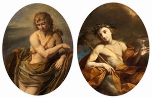 Giovanni Andrea Sirani, Attribuito a - a) Apollo; b) Bacco. Coppia di dipinti