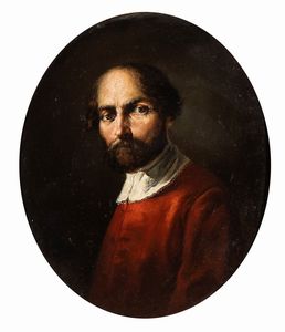 Artista fiammingo, XVII secolo : a) Ritratto virile con cappello rosso; b) Ritratto virile in giubba rossa. Coppia di dipinti  - Asta Dipinti, disegni e sculture dal XIV al XIX secolo - Associazione Nazionale - Case d'Asta italiane