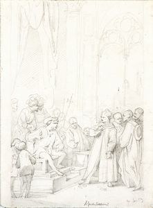 Alessandro Guardassoni - Studio preparatorio per la composizione generale del dipinto Pier Capponi lacera i patti imposti da Carlo VIII