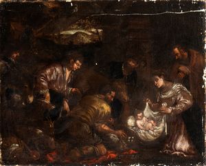 Jacopo Dal Ponte Bassano, Seguace di - Adorazione dei pastori