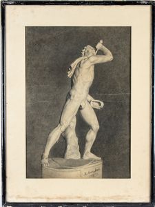 Artista russo, seconda metà XIX secolo : a) Apollo del Belvedere; b) Galata suicida o Galata Ludovisi. Coppia di disegni  - Asta Dipinti, disegni e sculture dal XIV al XIX secolo - Associazione Nazionale - Case d'Asta italiane