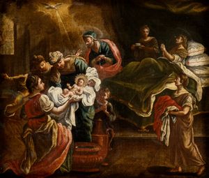 Artista centro-italiano, XVII - XVIII secolo - Natività della Vergine