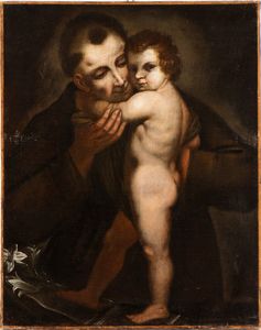 Artista italiano, XVII secolo - Sant'Antonio da Padova con il Bambino