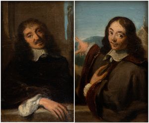 Philippe de Champaigne, Seguace di - a) Ritratto di François Mansart; b) Ritratto di Claude Perrault. Coppia di dipinti