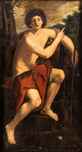 Artista emiliano, XVII secolo - San Giovanni Battista nel deserto