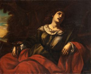 Artista francese, prima metà XIX secolo - Santa Lucia Martire in un paesaggio