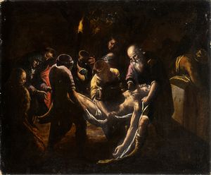 Artista emiliano, inizio XVII secolo - Deposizione di Cristo nel sepolcro